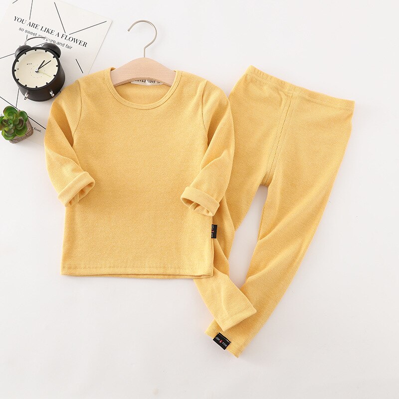 Long Sleeve Solid Color Baby Pajama Set