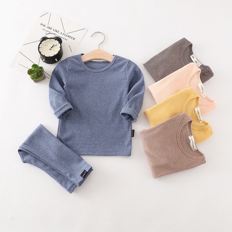 Long Sleeve Solid Color Baby Pajama Set