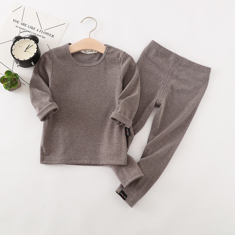 Long Sleeve Solid Color Baby Pajama Set