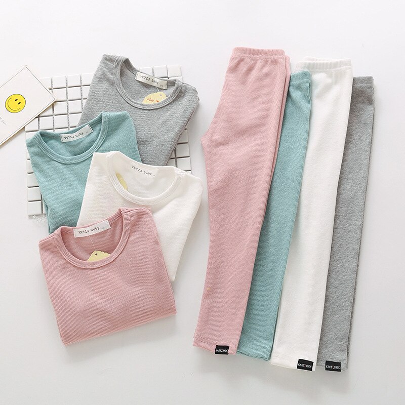 Long Sleeve Solid Color Baby Pajama Set